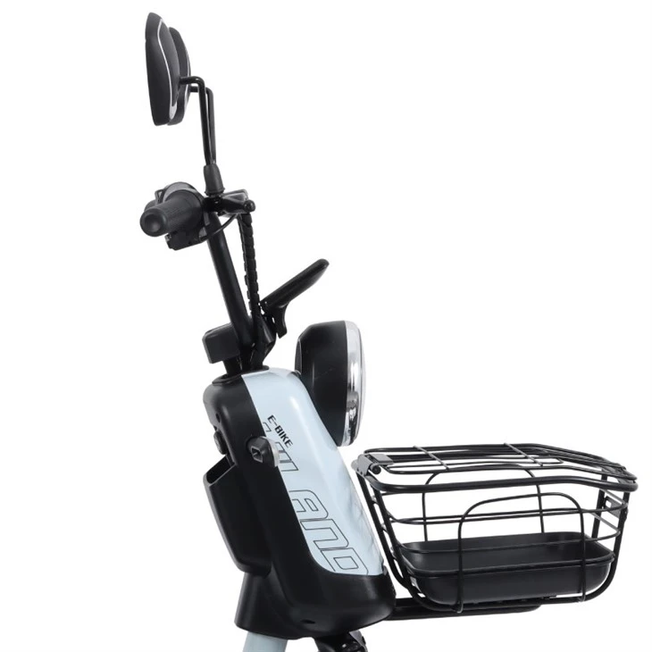 JOYKIE Electric Bike 60V 20Ah 40km/h 60km Range Compact Size 74kg Stylish Design With Front Basket Dual Seats Rear Stand 600W Power Drum Brakes